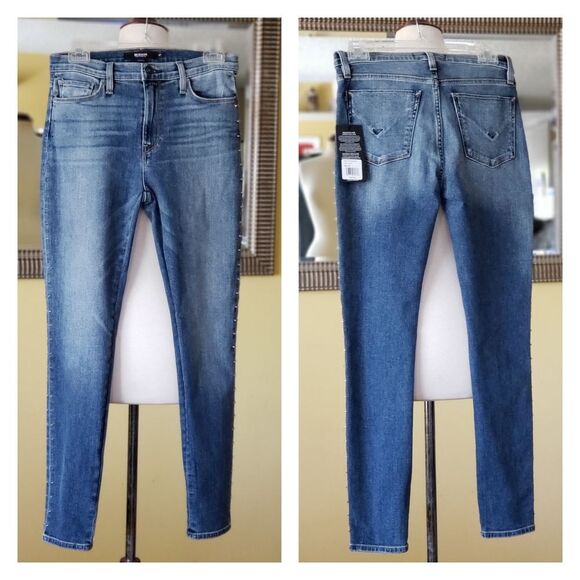 NWT Hudson Barbara Super Skinny Studded Jeans - Picture 1 of 6